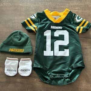 Green Bay Packers 0-3m NFL Jersey One Piece Set - Green and Yellow Costume